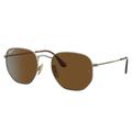 Ray-Ban RB8148 Hexagonal Sunglasses Demigloss Antique Gold Frame Brown Lens Polarized 51 RB8148-920757-51