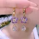 Boucles d'oreilles pendantes fleur en cristal violet pour femmes et filles boucles d'oreilles