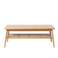 Table basse en bois et cannage 120x60cm bois clair