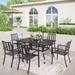 Patio Dining Set 7 Piece Metal Rectangle Table and 6 Metal Chairs