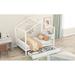 Industrial Simple Metal Platform House Bed with 2 Drawers and Open Frame Roof, Full Size, White