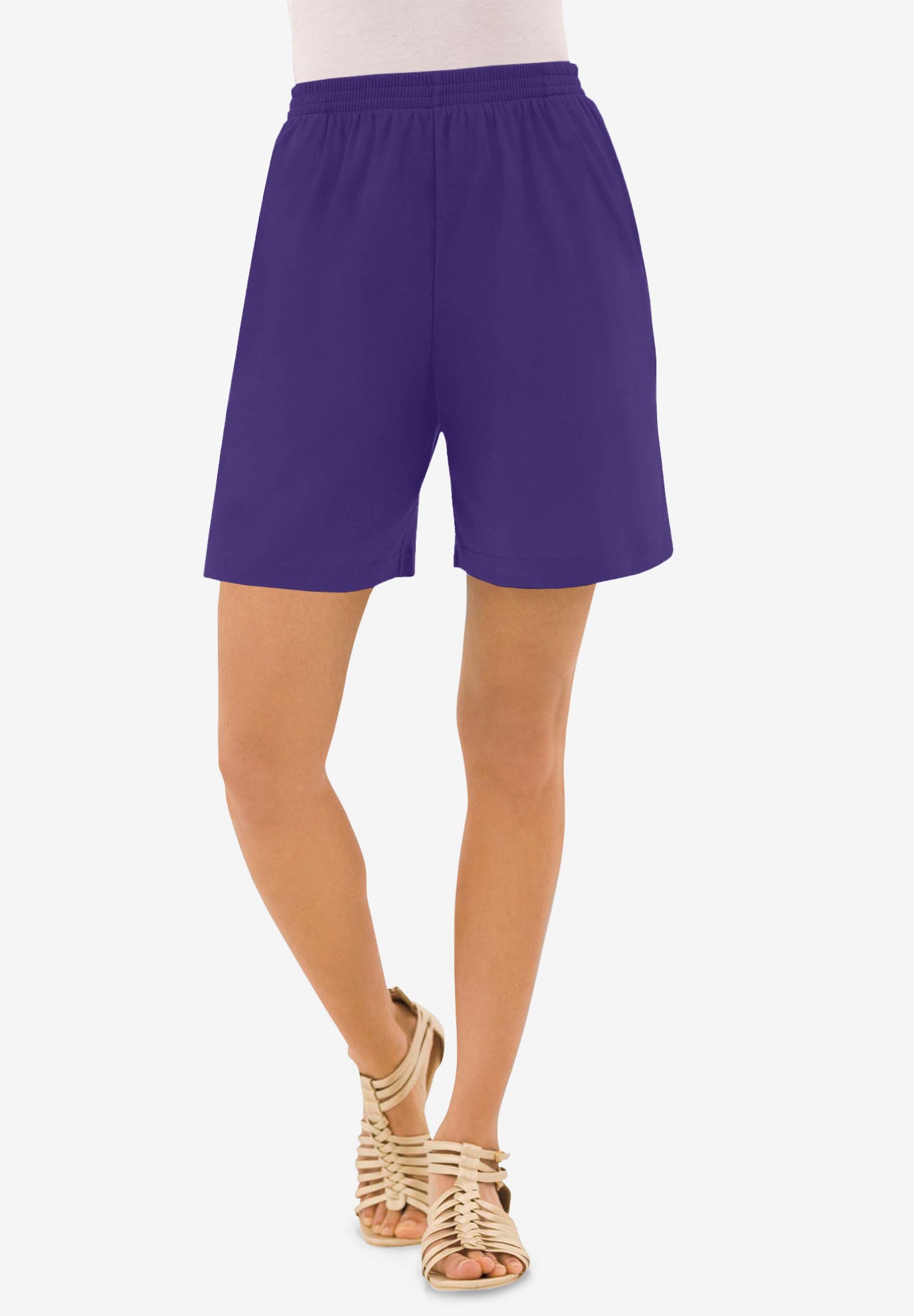 Plus Size Women's Plus Size Soft Knit Pull-On Short by Roaman's in Midnight Violet (Size 3X)