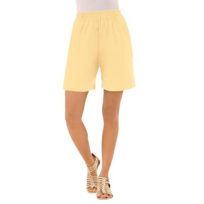 Plus Size Women's Plus Size Soft Knit Pull-On Short by Roaman's in Banana (Size S) Pull On Elastic Waist