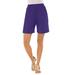 Plus Size Women's Soft Knit Short by Roaman's in Midnight Violet (Size M)