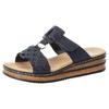 Pantolette RIEKER, Damen, Gr. 42, blau (nachtblau), Lederimitat, unifarben, klassisch, Schuhe, Keilabsatz, Sommerschuh, Schlappen mit Riemchen in Flechtoptik