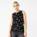 Nine West Tops | New Nine West M Black White Poppy Floral High Neck Tank Top Soft Spun | Color: Black | Size: M