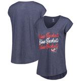 Women's Heathered Navy Columbus Blue Jackets Cap Sleeve V-Neck T-Shirt