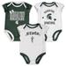 Girls Newborn & Infant White/Green/White Michigan State Spartans Wordmark 3-Pack Bodysuit Set