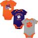 Newborn & Infant Russell Orange/Purple/Heather Gray Clemson Tigers 3-Piece Bodysuit Set