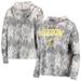 Women's Charcoal Oregon Ducks Hairpin Tie-Dye Cropped Tri-Blend Long Sleeve Hoodie T-Shirt