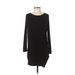 Bar III Casual Dress - Shift Crew Neck Long sleeves: Black Print Dresses - Women's Size Small