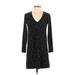 MNG Casual Dress - Shift V Neck 3/4 sleeves: Black Dresses - Women's Size 2