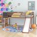 Full Size Loft Bed Wood Bed with Slide, Stair and Chalkboard