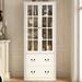 China Cabinet Tempered Glass Doors Storage Cabinet White Tall Bookcase