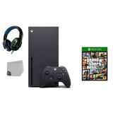 Pre-Owned Xbox Series X Video Game Console Black with Grand Theft Auto V BOLT AXTION Bundle