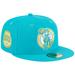 Men's New Era Turquoise Boston Celtics 17-Time Champions Breeze Grilled Yellow Undervisor 59FIFTY Fitted Hat