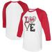 Women's Tiny Turnip White/Red Cincinnati Reds Baseball Love Raglan 3/4-Sleeve T-Shirt