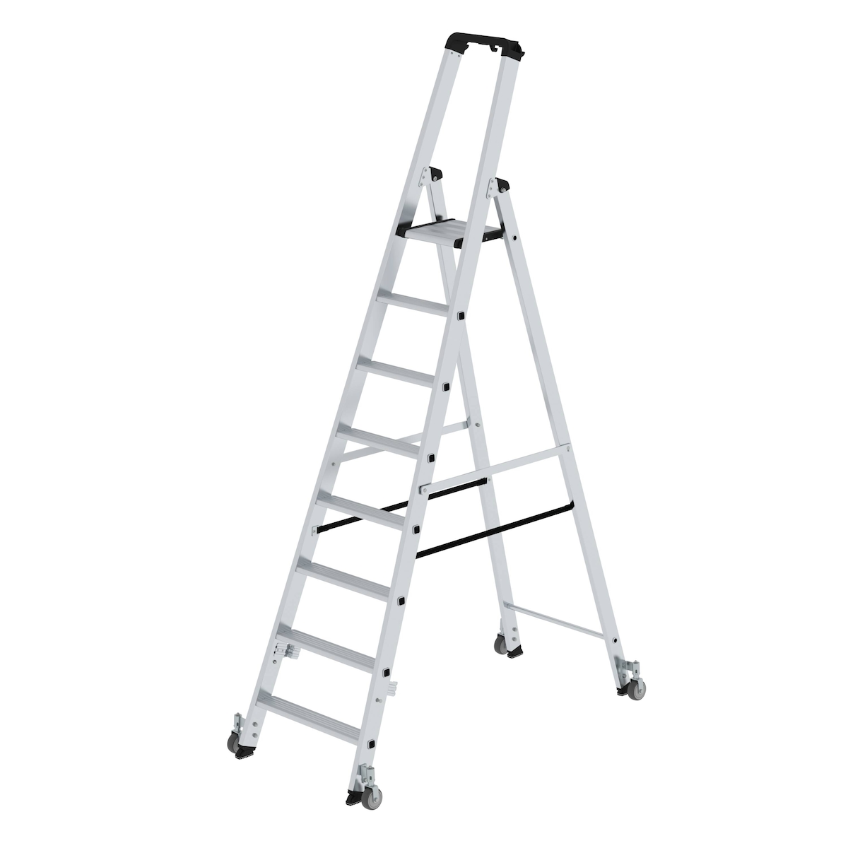 PROREGAL Stufen-Stehleiter einseitig begehbar mit Rollen 8 Stufen Image