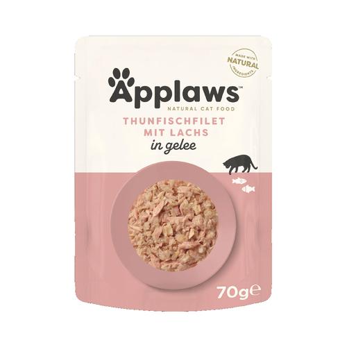 Sparpaket: 32x70g Applaws Pouch in Jelly Thunfisch mit Lachs Katzenfutter nass