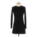 Topshop Casual Dress - A-Line Crew Neck Long sleeves: Black Print Dresses - Women's Size 2