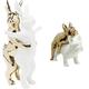 Kare Design Figur Hugging Rabbits Deko, medium & 64626 Design Deko Figur Love Dogs, goldener und weißer Hund aus Porzellan, witziges Dekoobjekt, Dekofigur Hunde, Figur, Accessoires, (H/B/T) 17x11x20cm