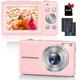 Digital Camera, 1080P HD 44MP Kids Digital Camera With 32GB Card, LCD Screen Rechargeable Compact Camera with 16X Digital Zoom Camera for Kids, Boys Girls, Adult,Teenagers, Students (Pink)