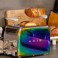 AKIS La Fête Design Stainless Steel Toaster with Integrated Bun Attachment, 6 Browning Levels, 850 W (Rainbow)