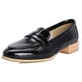 Women Block Heel Loafers Round Toe Comfort Court Shoes Slip On Low Heel Party Shoes, 4160TLT Black Size 10 UK/47