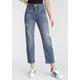 High-waist-Jeans HERRLICHER "Pitch HI Tap Denim Stretch" Gr. 27, N-Gr, blau (medium blue) Damen Jeans