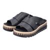 Pantolette RIEKER, Damen, Gr. 41, schwarz, Lederimitat, modisch, Schuhe, Keilabsatz, Sommerschuh, Schlappen mit Juteumrahmung, Topseller