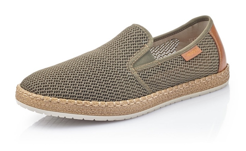 Espadrille RIEKER, Herren, Gr. 46, grün (khaki), Textil, Schuhe Espadrille, mit luftdurchlässiger Perforation
