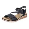 Riemchensandale RIEKER, Damen, Gr. 38, schwarz, Lederimitat, elegant, Schuhe, Sommerschuh, Sandalette, Keilabsatz, mit asymmetrischem Riemchen