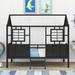 Black Twin Metal Low Loft House Platform Bed with Roof