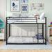 Metal Bunk Bed Twin-Over-Twin, Low Bunk Bed with Metal Frame and Ladder, No Box Spring Needed Black On-Site