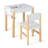 Costway Kids Table and Chair Set Wooden Activity Drawing Study Desk - 19'' x 15.5'' x 20.5'' (L x W x H)