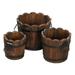 Wooden Bucket Barrel Planters Rustic Patio Planters Flower Pots for Plants Indoor DÃ©cor Set of 3