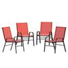 Flash Furniture Brazos Metal Patio Stack Chair in Red (Set of 4)