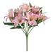 Pink Artificial Stargazer Lily Flowers Fake Real Touch Lily Latex Flowers Faux Silk Lily for Indoor Home Office Decor Wedding Decoration Table Centerpiece