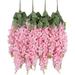 Silk Wisteria Flower Artificial Hanging Wisteria Vine Fake Flower Bush String Home Party Wedding Decoration Pack of 4