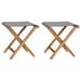 vidaXL Folding Chairs 2 Pcs Patio Stool for Camping Solid Wood Teak and Fabric