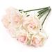 EDIMENS 7pcs Artificial Roses Flowers Faux Silk Rose Artificial Flower Real Touch Fake Flowers Decoration DIY for Wedding Party Home Office Decoration Dining Table Centerpiece White Pink Edge