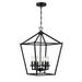 SEIRI INC-FC 4 or 6-light pendant with steel cage shade and soft gold / Black finish Black 16 *16 *24 Brass 13 to 24 Inches