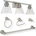 3-Light Vanity Light with Brushed Nickel Finish and Bath Set (5-Piece) Nickel