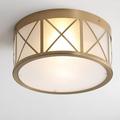 JONATHAN Y Pagoda 13 Drum Metal/Glass Flush Mount Brass Gold by JONATHAN Y 13 inch