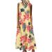 Women Floral Print Tank Dress Summer Casual Loose Round-Neck Sleeveless Long Dress Hawaii Beach Vacation Dress