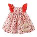 Summer Dresses Girls And Toddlers Short Sleeve Mini Dress Floral Print Red 73