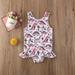 Baby Girls Cartoon Dinosaur Swimwear Ruffle Sleeveless One Piece Beachwear