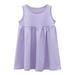 Dresses for Girls Sleeveless Mini Dress Casual Print Purple 120