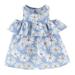 Girl s Summer Dresses Sleeveless Mini Dress Floral Print Blue 110