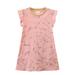 Little Girl Dresses Summer Casual Short Sleeve Midi Dresses Casual Print Pink 95-100